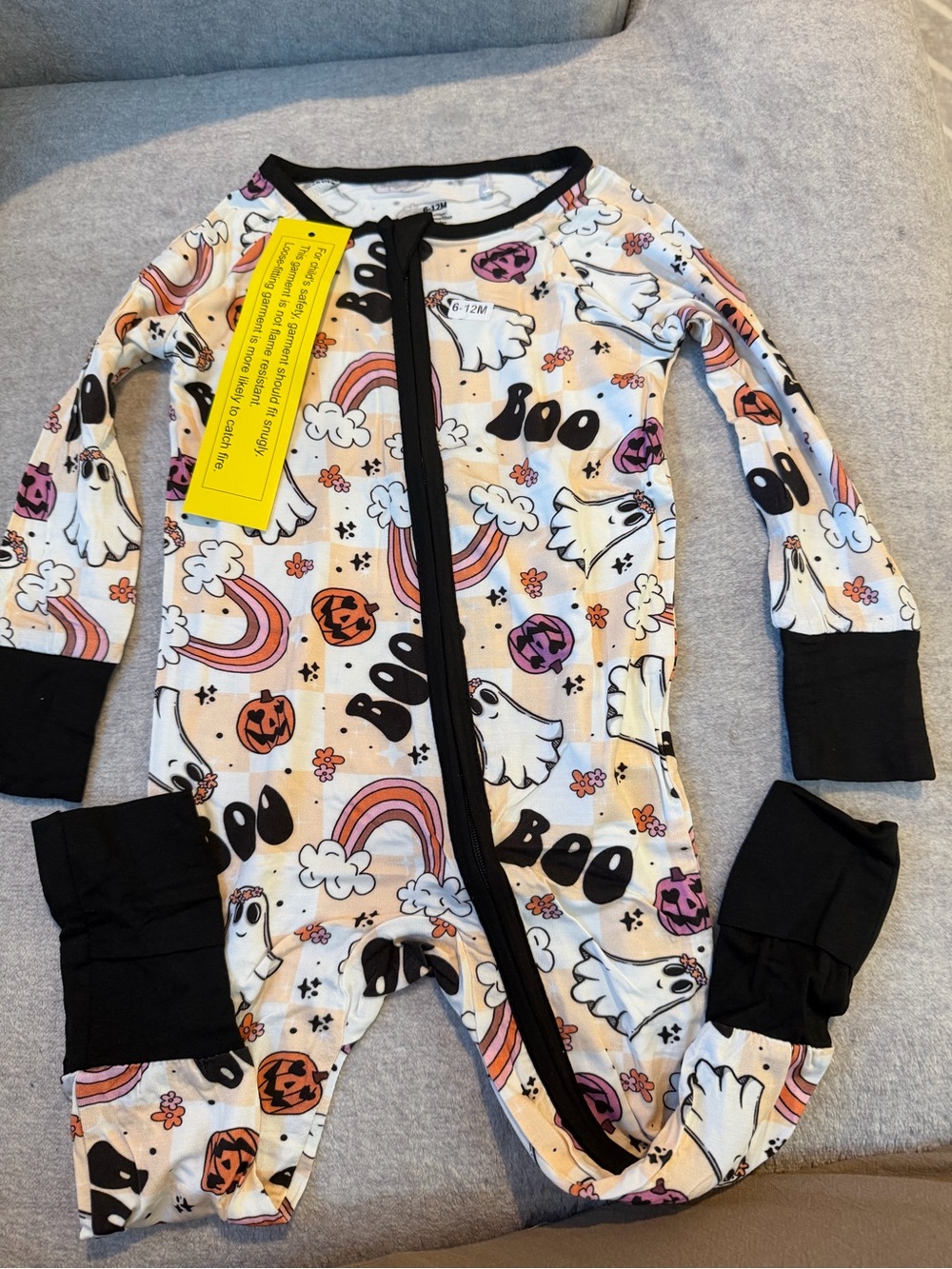 Unbranded Kids Halloween Ghost & Rainbow One-Piece - White/Black